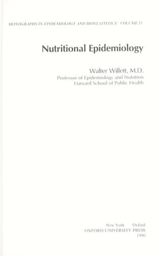 Cover image for Nutritional epidemiology