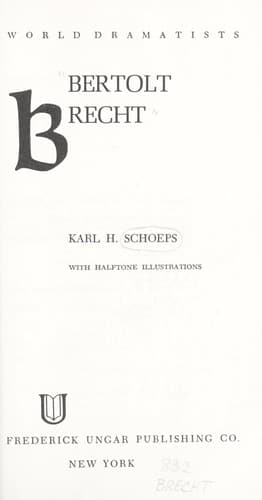 Cover image for Bertolt Brecht