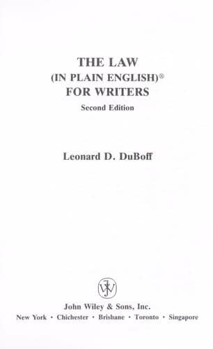 Cover image for The law (in plain English) for writers