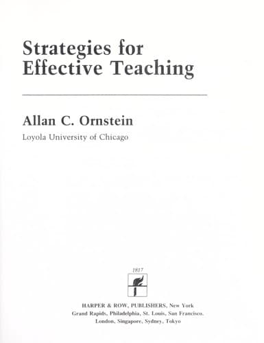 Cover image for Strategies for effective teaching