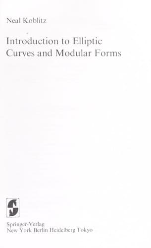 Cover image for Introduction to elliptic curves and modular forms