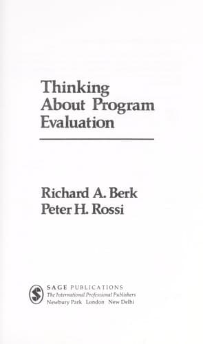 Cover image for Thinking about program evaluation