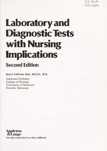 Cover image for Laboratory and diagnostic tests with nursing implications