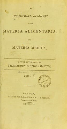 A practical synopsis of the materia alimentaria and materia medica