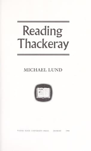 Cover image for Reading Thackeray
