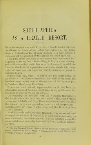 South Africa as a health resort