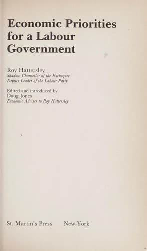 Cover image for Economic priorities for a labour government