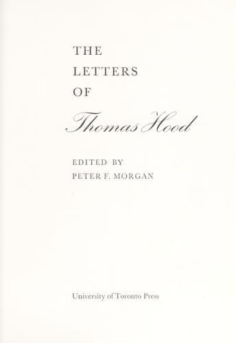 Cover image for The letters of Thomas Hood.