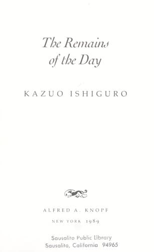 Cover image for The remains of the day