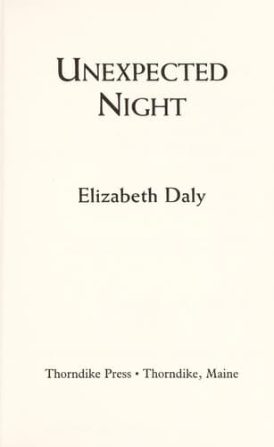 Cover image for Unexpected night