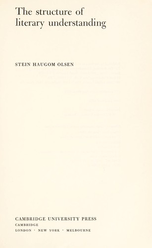 Cover image for The structure of literary understanding