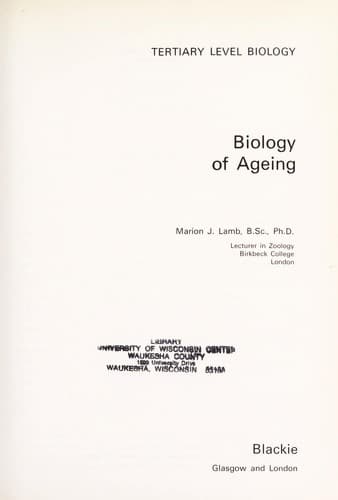 Cover image for Biology of ageing