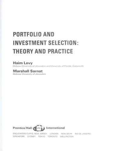 Cover image for Portfolio and investment selection