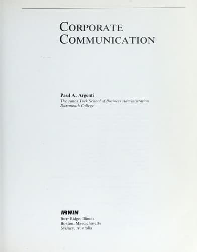 Cover image for Corporate communication