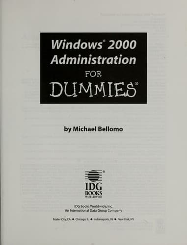 Cover image for Windows 2000 administration for dummies