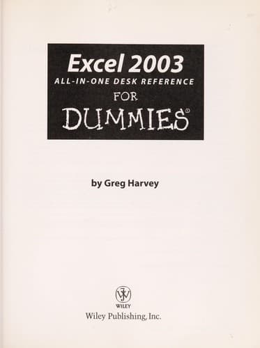 Cover image for Excel 2003 all-in-one desk reference for dummies