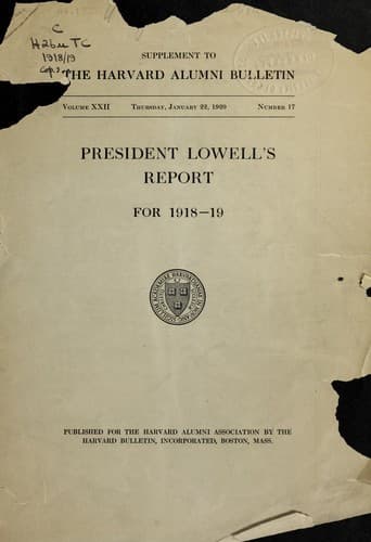 President Lowell's report for 1918/-19