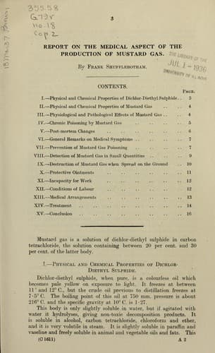 Report on the medical aspect of the production of mustard gas