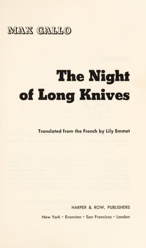 Cover image for The night of long knives.