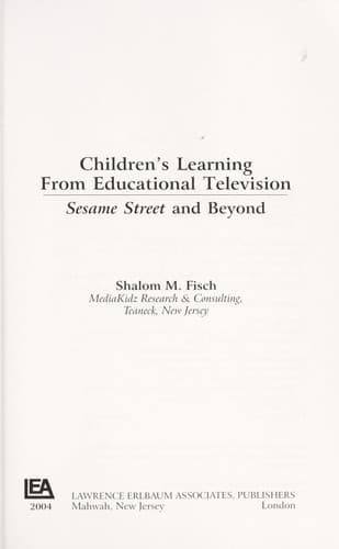 Cover image for Children's learning from educational television