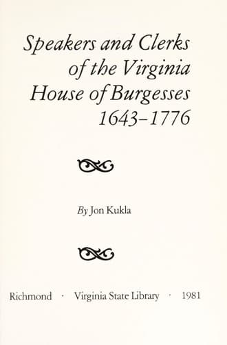 Speakers and clerks of the Virginia House of Burgesses, 1643-1776