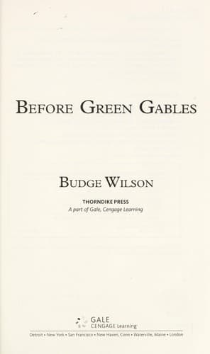 Cover image for Before Green Gables
