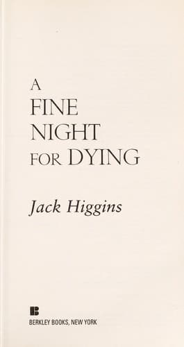 Cover image for A fine night for dying