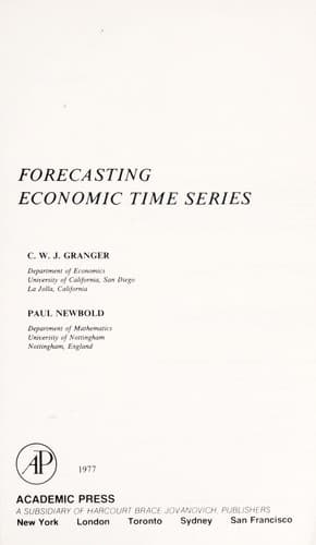 Cover image for Forecasting economic time series