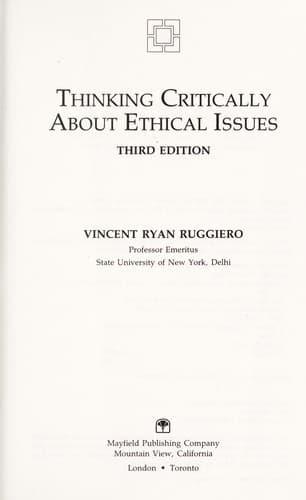 Cover image for Thinking critically about ethical issues