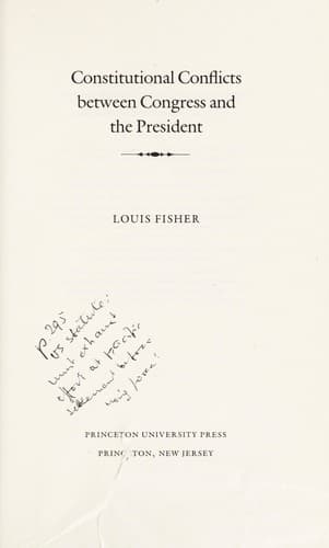 Cover image for Constitutional conflicts between Congress and the President