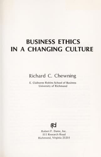 Cover image for Business ethics in a changing culture