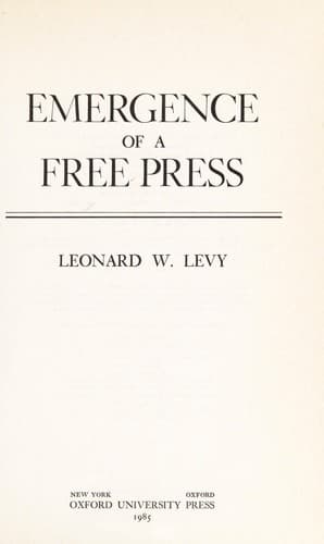 Cover image for Emergence of a free press