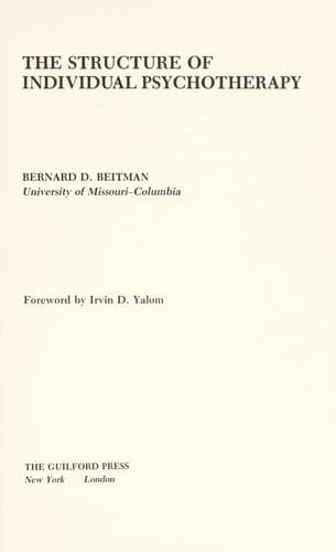 Cover image for The structure of individual psychotherapy