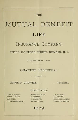 Nonforfeiture system of the Mutual Benefit Life Insurance Company of Newark, N.J.