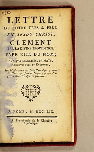 Lettre de notre tres s. pere en Jesus-Christ, Clement par la divine providence, Pape XIII. du nom