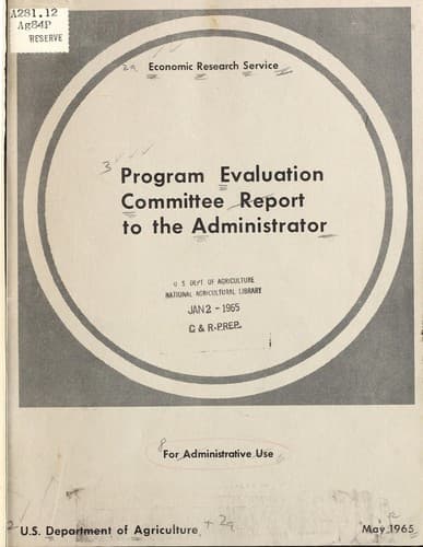 Program evaluation committee report to the Administrator