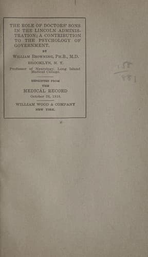 The role of doctors' sons in the Lincoln administration