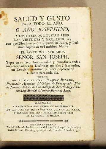 Salud y gusto para todo el año, o Año Josephino