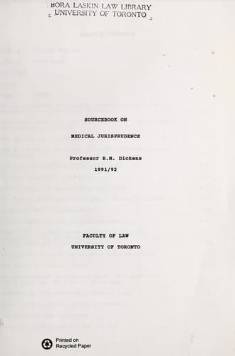 Sourcebook on medical jurisprudence