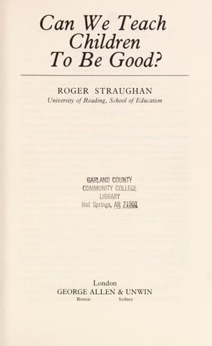 Cover image for Can we teach children to be good?