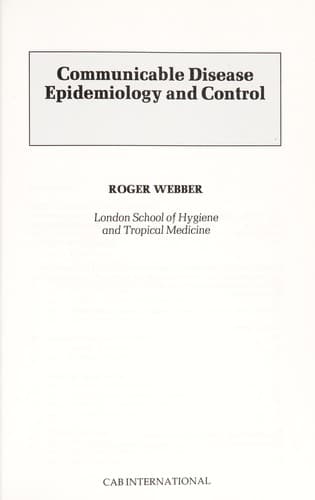 Cover image for Communicable disease epidemiology and control