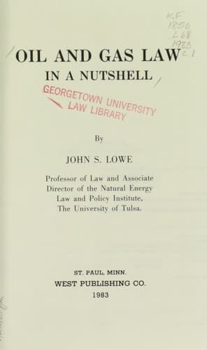 Cover image for Oil and gas law in a nutshell