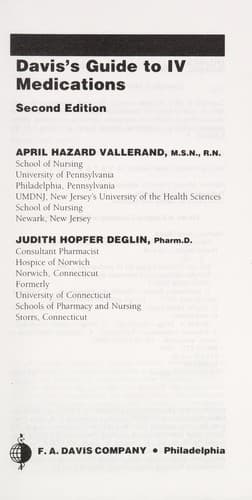 Cover image for Davis's guide to IV medications