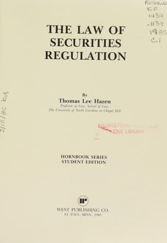 Cover image for The law of securities regulation