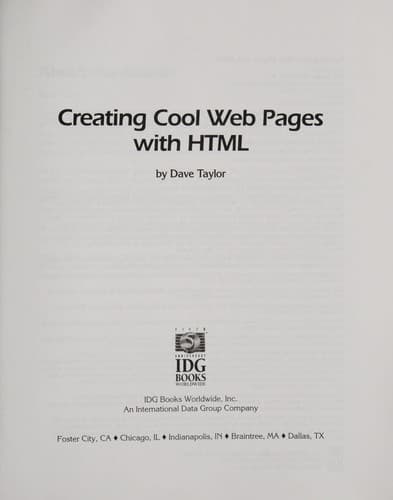 Cover image for Creating cool Web pages with HTML