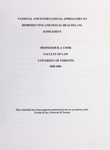 National and international approaches to reproductive and sexual health law