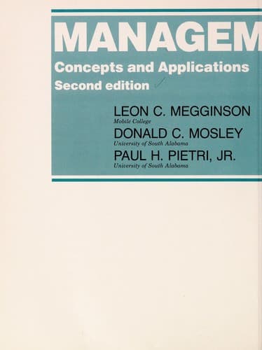 Cover image for Management, concepts and applications