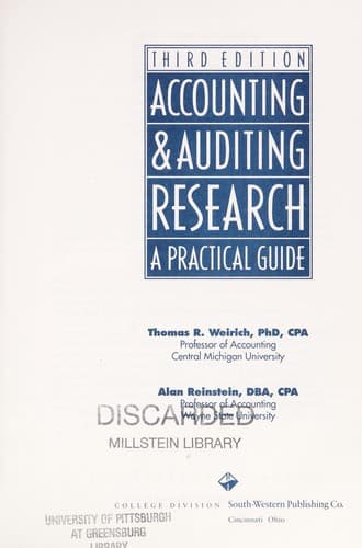 Cover image for Accounting & auditing research