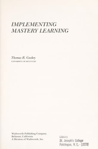 Cover image for Implementing mastery learning