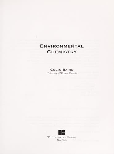 Cover image for Environmental chemistry